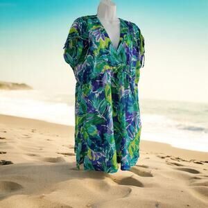 Ralph Lauren Beach Cover up Dress tropical print farrah XL Halftan